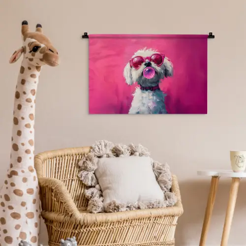 Pink - Hond - Bubbel Wandkleed katoen klein -wsfeer5_kind