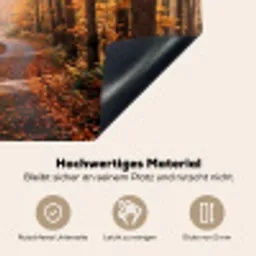 Bospad - Herfstbos - Bladeren - Oranje - Nostalgisch Inductie beschemer met haakjes klein -ky-onderkant-de