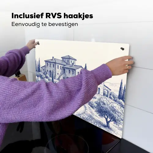 Rustiek - Landgoed - Blauw Inductie beschemer met haakjes klein -ky-ophangen-nl
