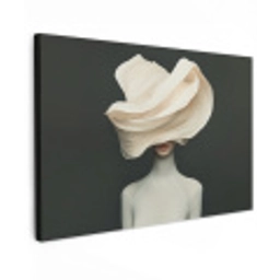 Vrouw - Beige - hoed Tuinposter op houten frame 2 cm dik klein -3d