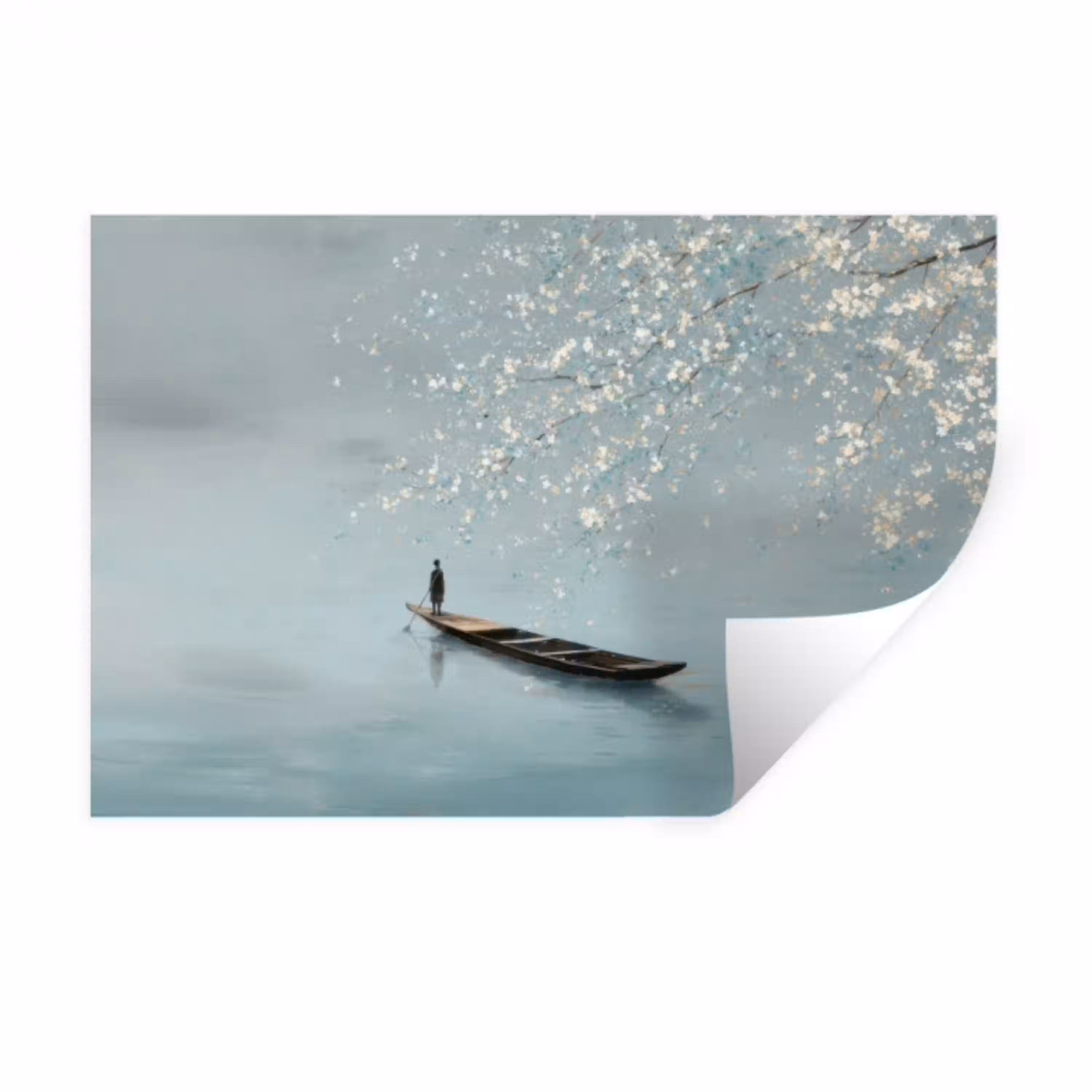 Bloesems - Minimalistisch - Wateroppervlak - Boot Muursticker klein -3d