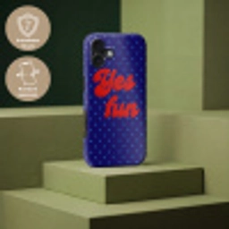 Yes fun - Rood - Blauw - Stippen Toughcase MagSafe Apple iPhone 16 Plus klein -USP_PrintM_DE