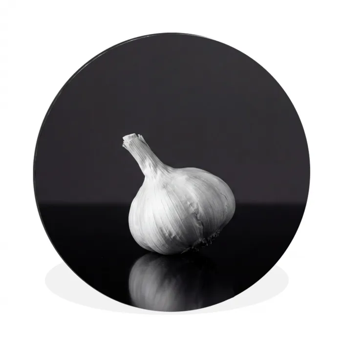 Knoflook - Zwart - Wit Wandcirkel aluminium klein -3d