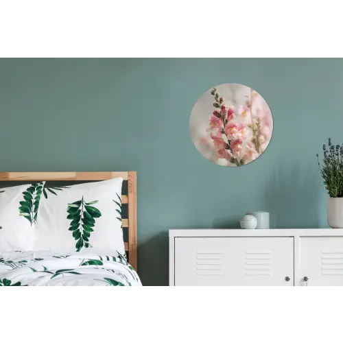 Bloem - Leeuwenbek - Roze - Stengel Wandcirkel aluminium klein -slaapkamer