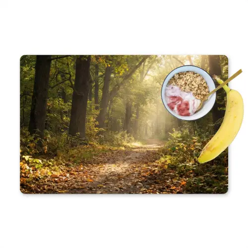Zonlicht - Bospad - Bomen Placemat vinyl groot -zzzproduct_Kitchenyeah-website