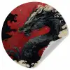 Zwarte draak - Rookwolken - Rood Wandcirkel behangsticker klein -3d