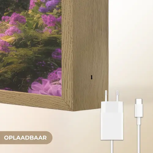 Poort - Paars - Bloemen Light Box met batterij (Wandlamp) middel -USP_websiteoplaadbaarNL