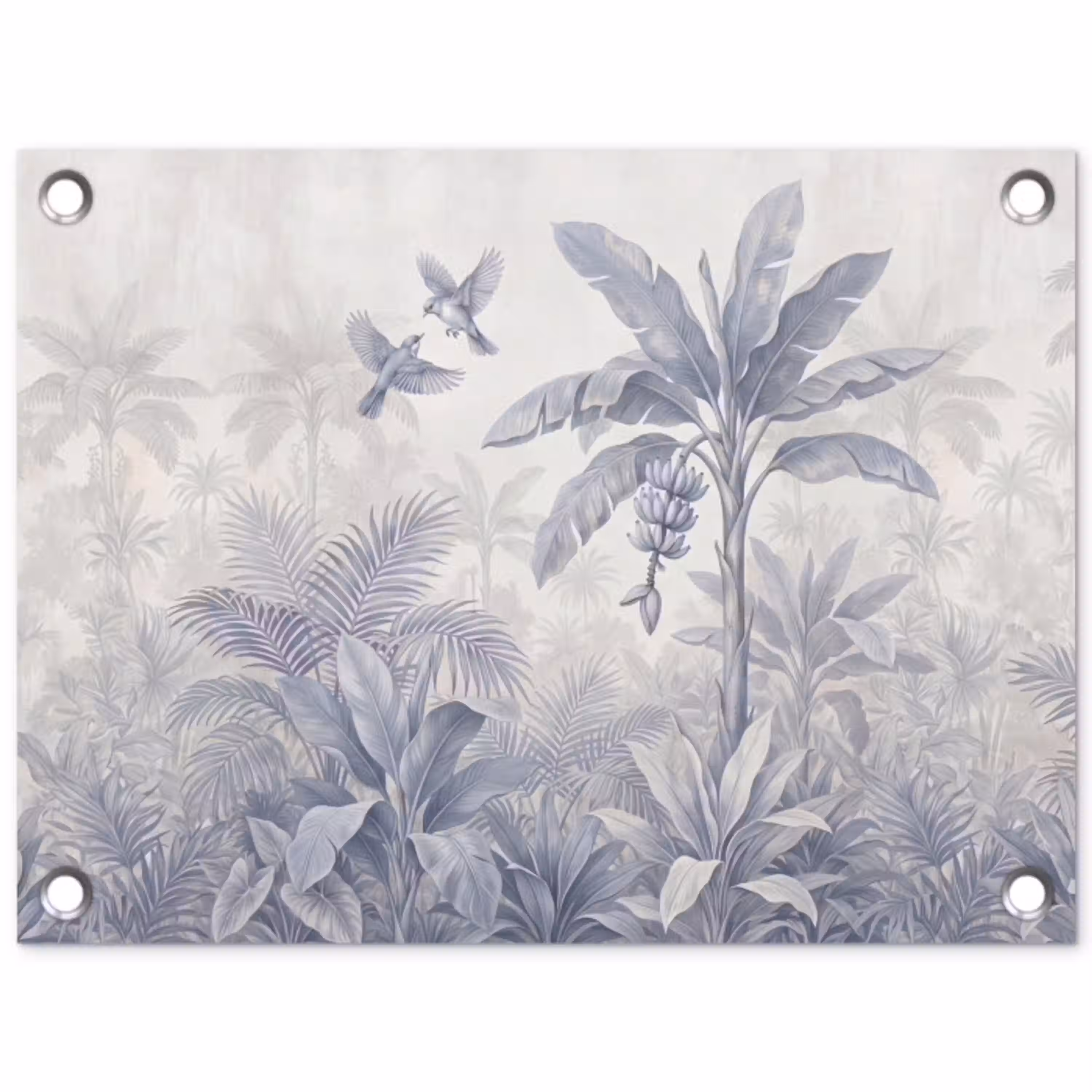 Natuur - Vogel - Jungle - Illustratie - Blauw tuinposter los doek klein -3d