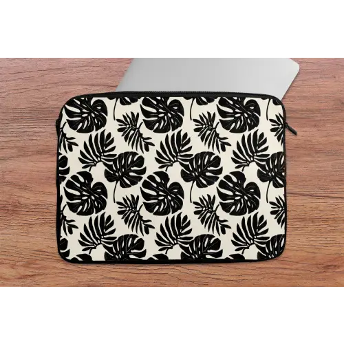 Modern - Monstera - Zwart laptophoes neopreen klein 279 -tafel