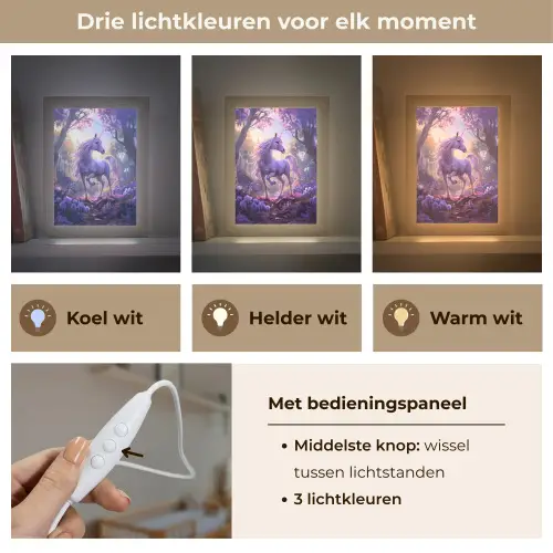 Eenhoorn - Paars - Sprookje - Fantasy dier Light Box met kabel klein -USP_lichtkleurNL