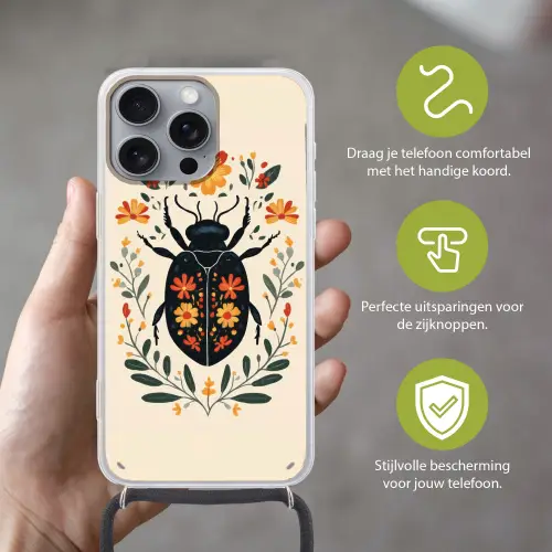 Bloemen - Oranje - Planten - Sierlijk Hoesje iPhone 16 Pro Max met koord klein -sfeer2_NL