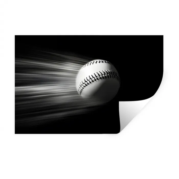 Honkbal - Wit - Vliegt Muursticker klein -3d