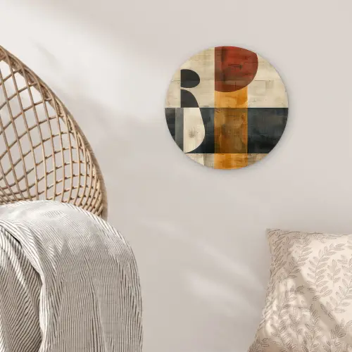 Modern - Kunst - Beige - Industrieel Wandcirkel kunststof plaat 5mm dik klein -sfeer5
