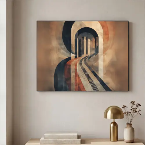 Piano - Toetsen - Abstract Textielframe zwart klein -sfeer2