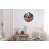 Kerstman - Glas - Kleurrijk Wandcirkel aluminium klein -woonkamer