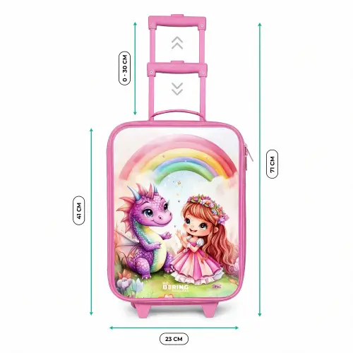 Meisje met paarse draak onder regenboog Kinderkoffer - Roze klein -productfoto_formaten