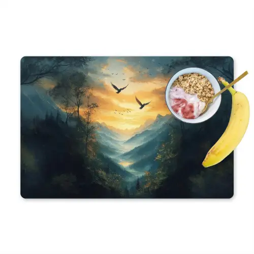 Vogels - Zon - Bomen - Groen Placemat vinyl groot -zzzproduct_Kitchenyeah-website