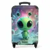 Groene alien op een planeet NBS - Handbagage koffer - Kinderen Unisex middel -productfoto_recht