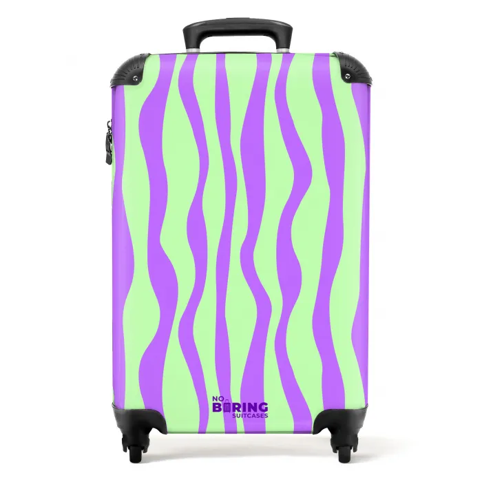 Lila strepen op een mintgroene achtergrond NBS - Handbagage koffer - Kinderen Unisex middel -productfoto_recht