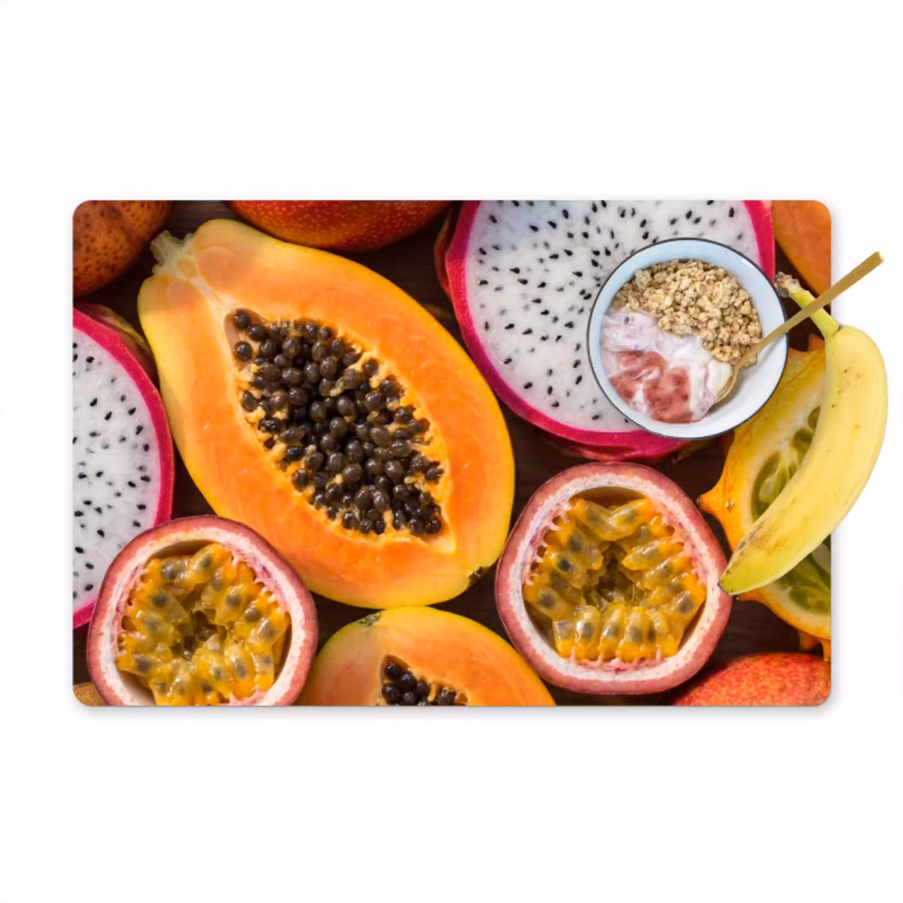 Fruit - Geopend - Tropisch - Eten - Kleurrijk Placemat vinyl groot -zzzproduct_Kitchenyeah-website