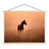 Paard - Grasveld - Zonsondergang textielposter latten blank klein -3d