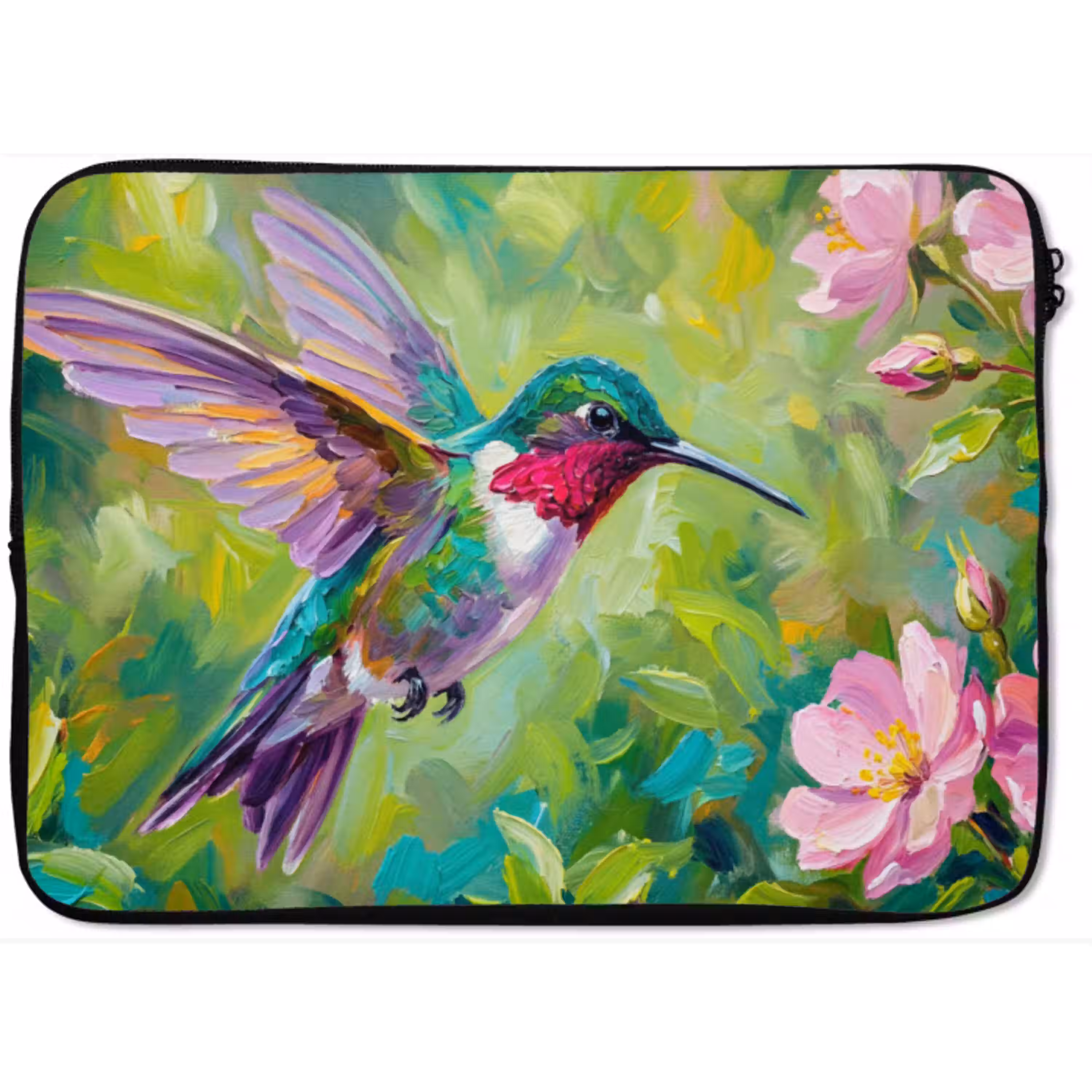 Kolibrie - Bloemen - Natuur - Kleurrijk laptophoes neopreen klein -zkaufland3dotto