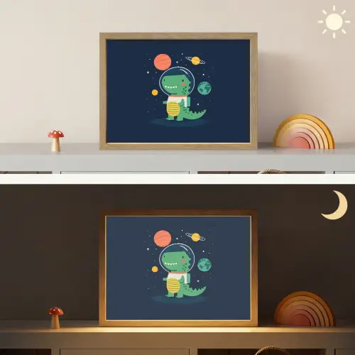 Dino - Ruimtepak - Planeten Light Box met batterij (Wandlamp kind) middel -sfeer3_kind