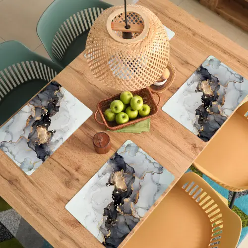 Zwart - Marmer - Luxe - Goud Placemat vinyl groot -zzsfeer5_Kitchenyeah-website