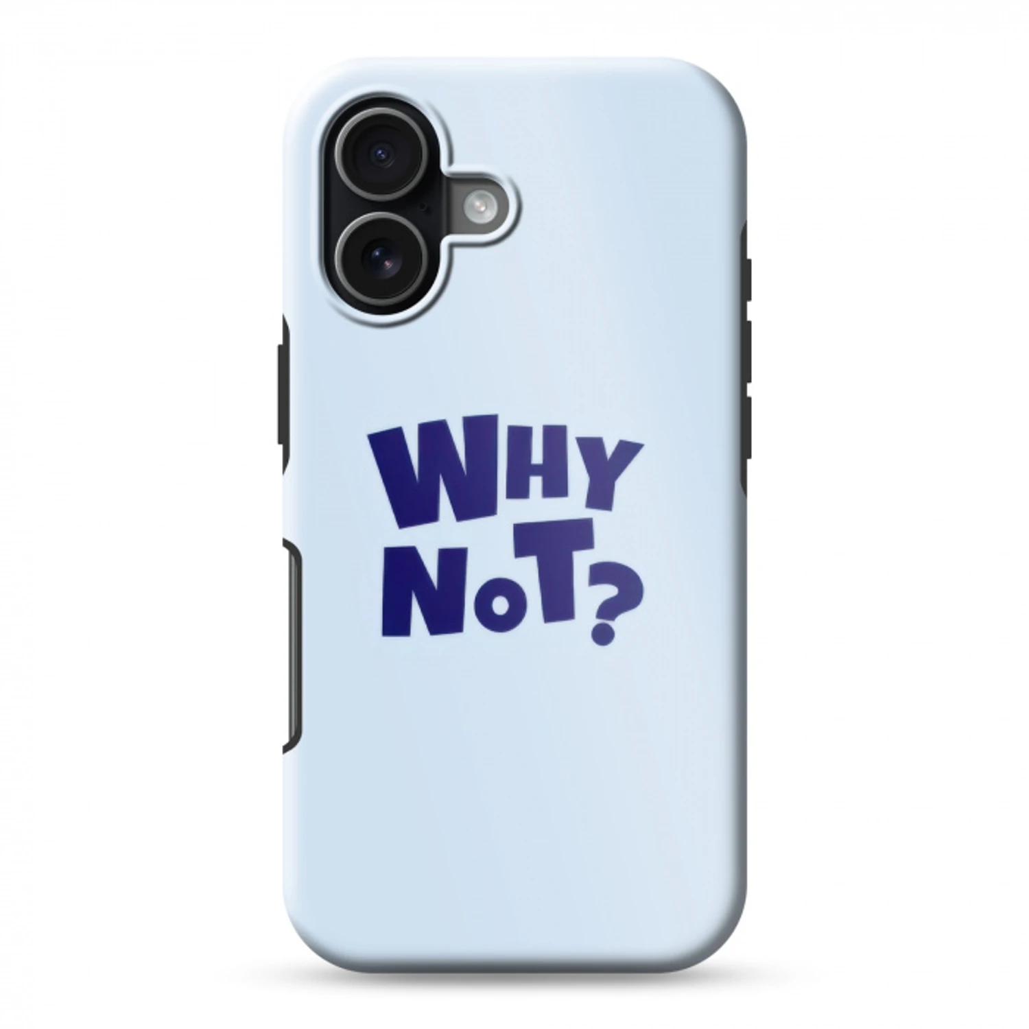 Why not - Blauw - Licht blauw - Quote Toughcase MagSafe Apple iPhone 17 klein -3d