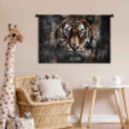 Tijger - Dieren - Portret - Luxe - Zwart Wandkleed katoen middel -wsfeer5_kind