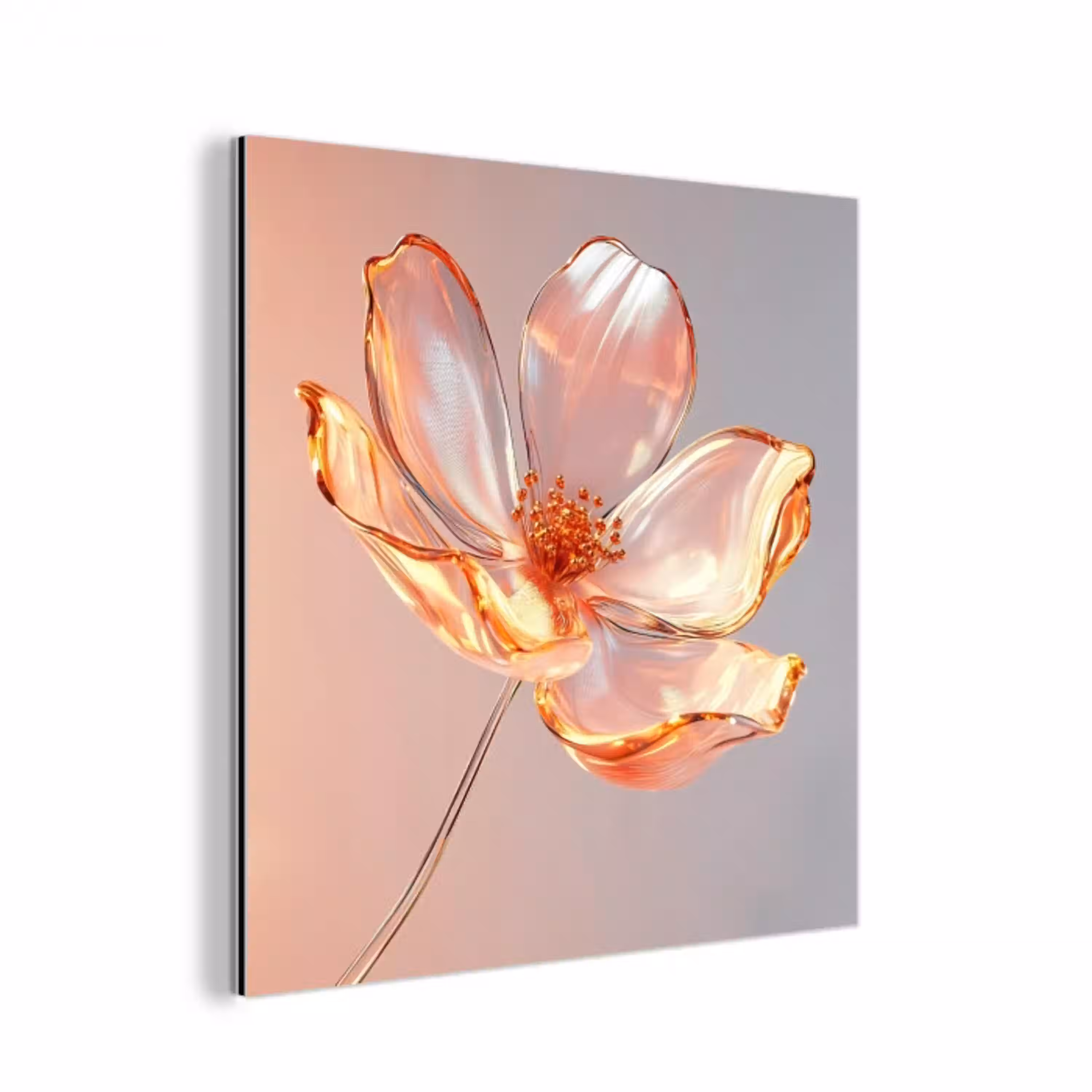 Glazen - Bloem - Roze aluminium wit klein -3d