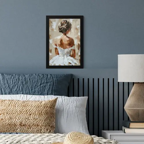 Vrouw - Verf - Abstract - Beige - Modern fotolijst zwart zonder passe partout klein -sfeer3