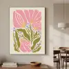 Bloemen - Bladeren - Abstract - Roze Textielframe zwart klein -sfeer2