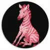 Zebra - Roze - Gestreept Wandcirkel kunststof plaat 5mm dik klein -3d