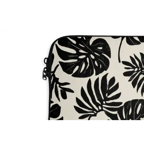 Modern - Monstera - Zwart laptophoes neopreen klein 279 -detail