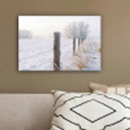 Hek - Sneeuw - Mist - Platteland - Nostalgisch canvas 2cm klein -sfeer3