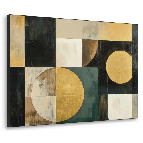 Abstract - Goud - Brons - Vormen - Geometrisch Textielframe zwart klein -3d