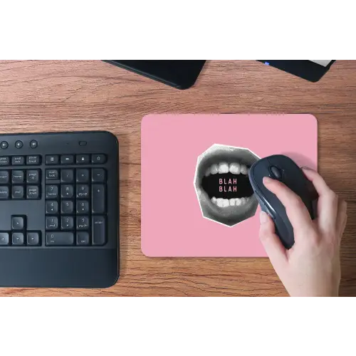 Mond - BLAH BLAH - Roze muismat rubber klein -toetsenbord
