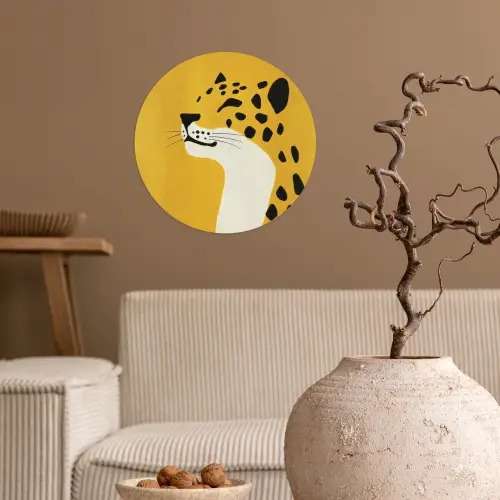 Cheetah - Illustratie - Geel Wandcirkel behangsticker klein -sfeer1