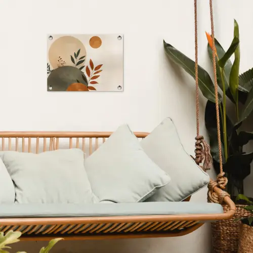 Vormen - Rond - Bladeren - Beige tuinposter los doek klein -sfeer7