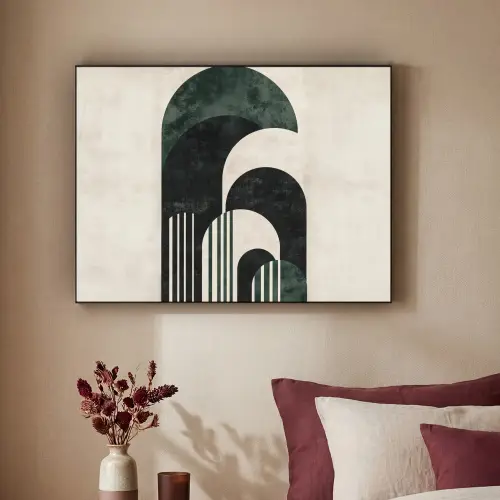 Bogen - Donkergroen - Lijnen Textielframe zwart klein -sfeer1