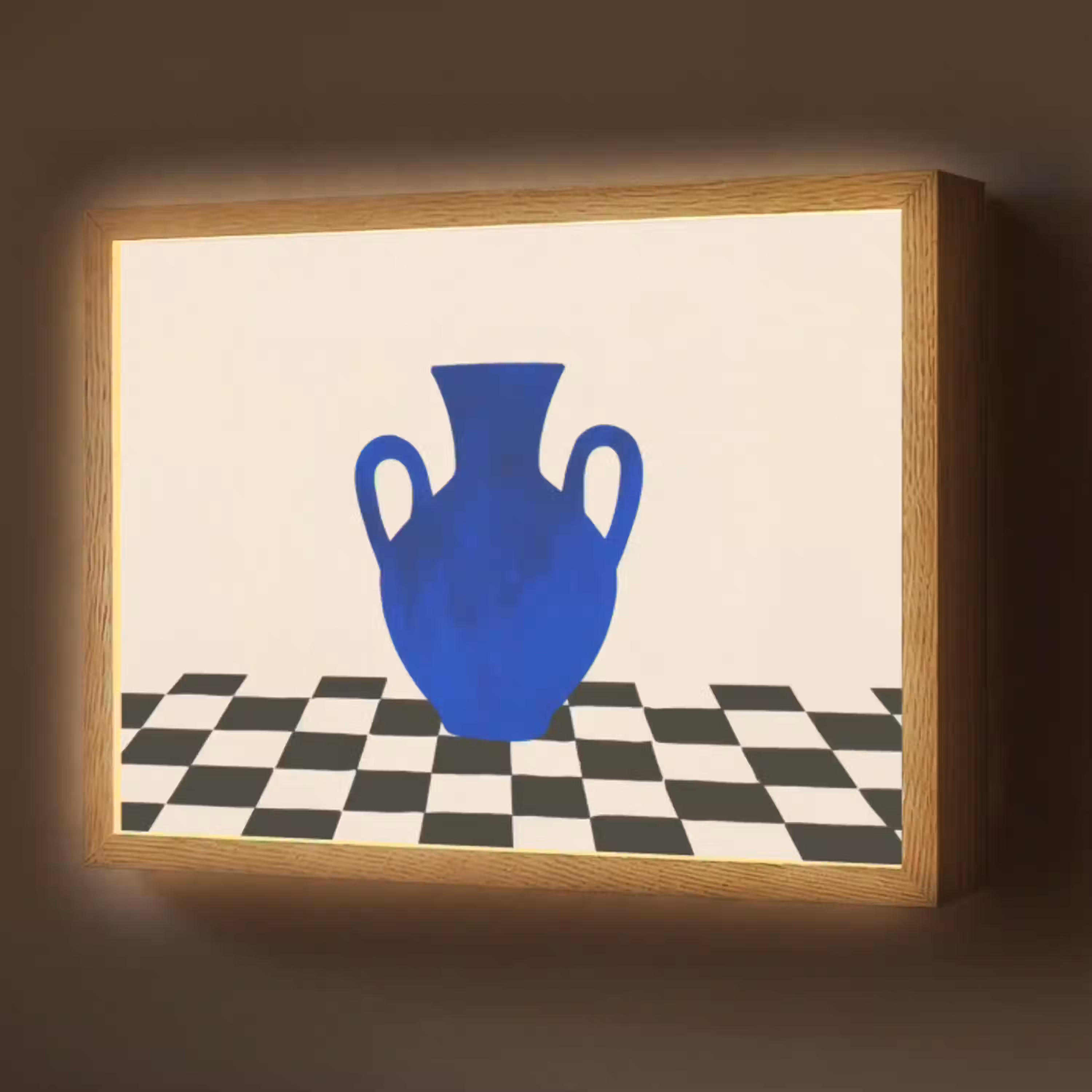 Vaas - Blauw - Geblokt - Modern Light Box met batterij (Wandlamp) middel -z3d_website