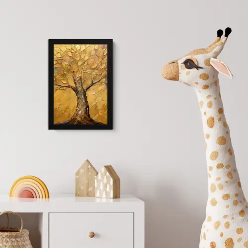 Goud - Boom - Abstract - Modern fotolijst zwart zonder passe partout klein -usfeer4_kinderkamer
