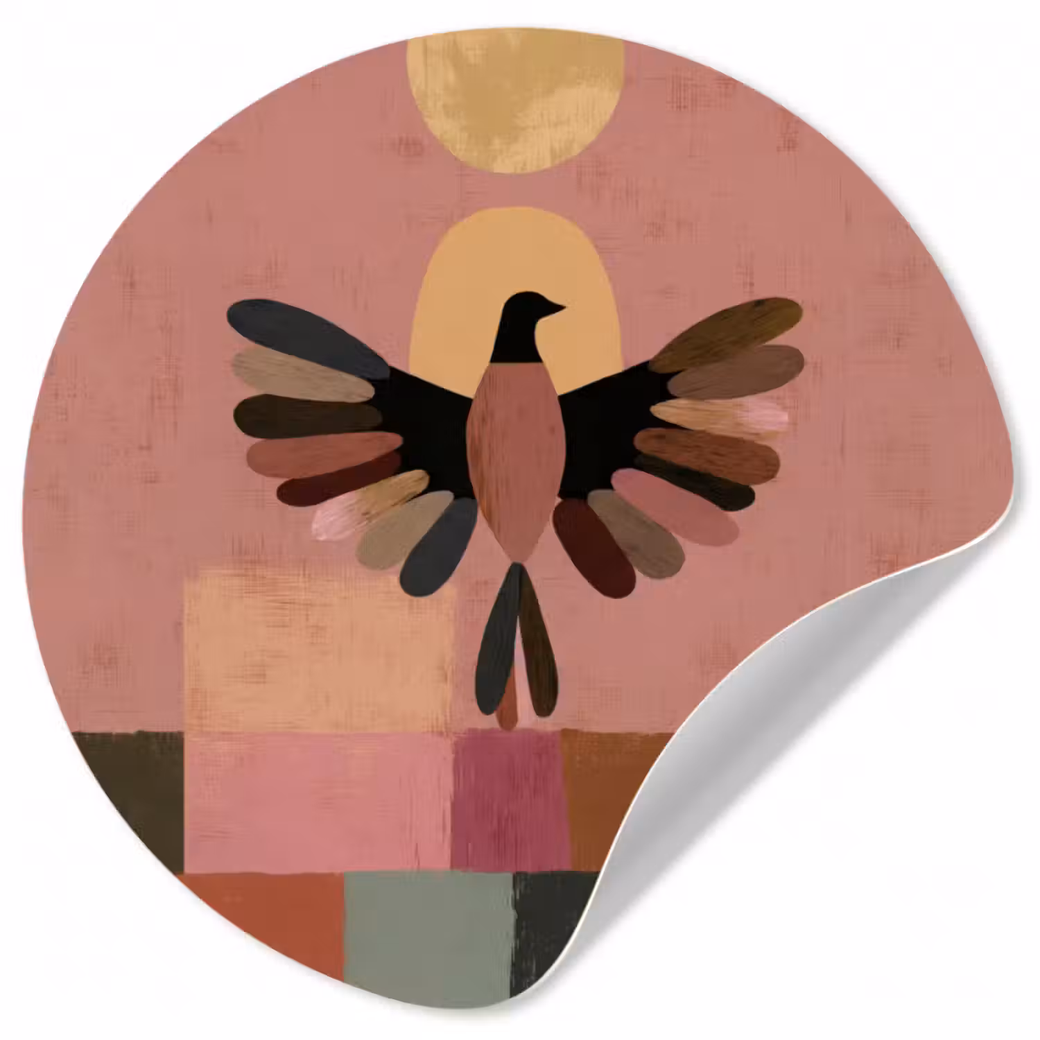Runde Tapete - Illustration - Vogel - Ebenen - Farbenfroh