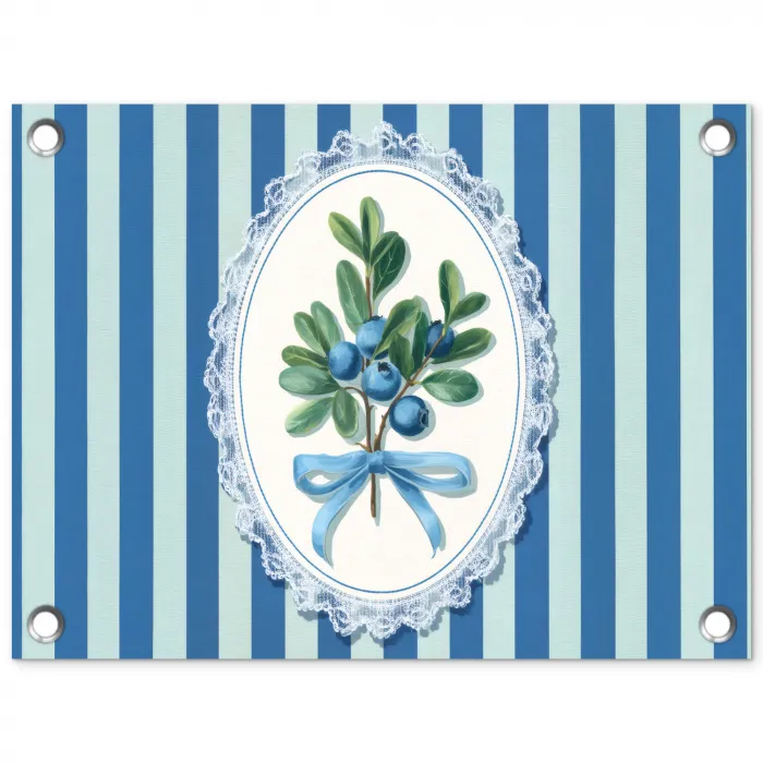Illustratie - Bessen - Blauw - Strepen tuinposter los doek klein -3d