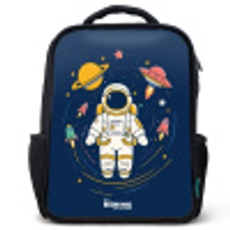 Astronaut - Planeet - Sterren - Raket Rugzak - Zwart middel -3d