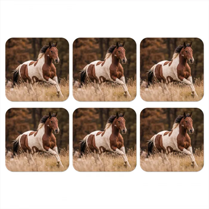 Paard - Bruin - Gras onderzetter kurk middel -3d