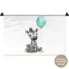 Zebra - Baby dier - Blauwe ballon Wandkleed katoen klein -t3d_DE