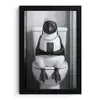 Pinguïn - Telefoon - Toilet - Zwart - Wit fotolijst zwart zonder passe partout klein -3d