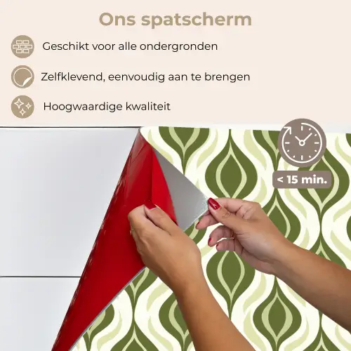 Patroon - Retro - Groen keuken achterwand spatscherm klein 900 -spatscherm_NL